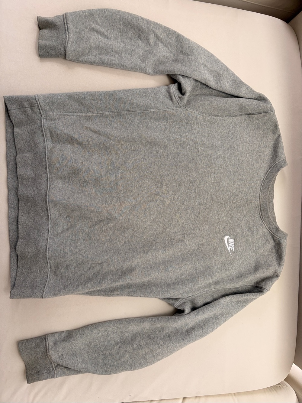 Nike Men's Gray Crewneck Sweatshirt with White Swoosh